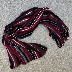 V FRAAS Neck Scarf Wrap Men's Acrylic Tassel Striped Red Black​​​​